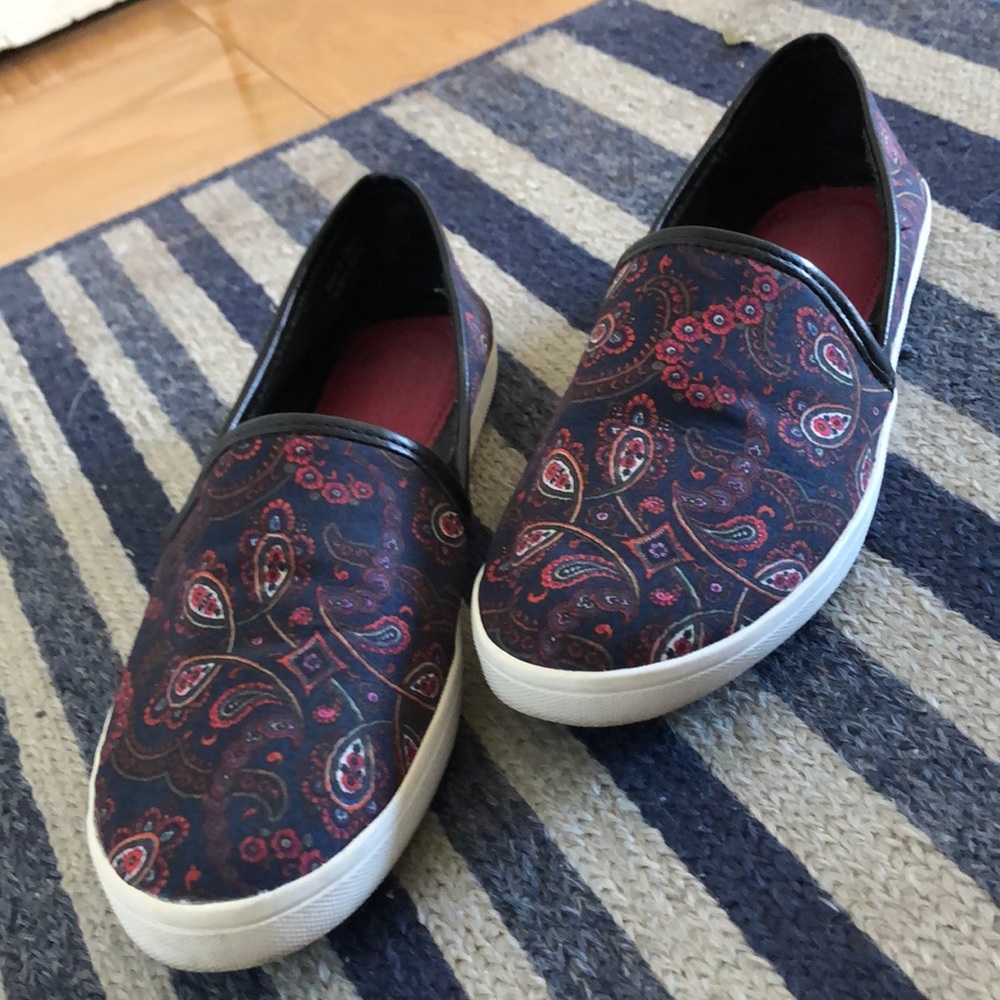 Navy flats with paisley